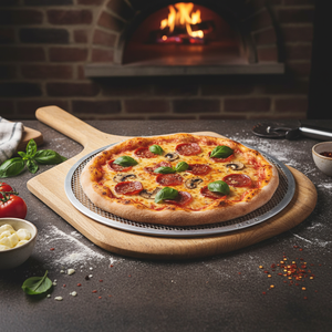 Stampo per Pizza in Alluminio Forato Diametro 30,5 cm - Set da 96 Pezzi Include Pala per Pizza Vassoio Teglia in Legno per Cottura - Product Image 3
