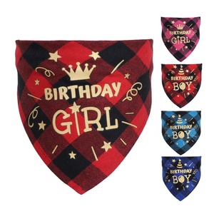 <span class=keywords><strong>Bandana</strong></span> per Cani e Gatti in Cotone Personalizzata, Stampa alla Moda 'Happy Birthday' per Maschi e Femmine, Regolabile, Triangolare, per Primavera, Estate e Inverno - Product Image 1