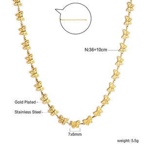 Collier pendentif papillon en alliage de zinc couleur or, chaîne simple pour clavicule, bijoux de mode pour femmes - Product Image 4