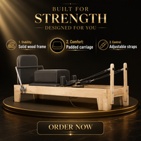 JOHOOFURNITURE Tempat Tidur Pilates Reformer Kayu Karet Dapat Disesuaikan Tahan Lama Peralatan Kebugaran Studio Pilates Grosir Langsung dari Pabrik