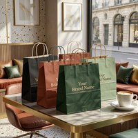 Bolsa de Papel Kraft para Llevar Comida, Personalizada, de Lujo, para Pizza, Sushi, Pasteles, Postres, Panadería, Ecológica, Biodegradable, Reciclable, con Asa Retorcida