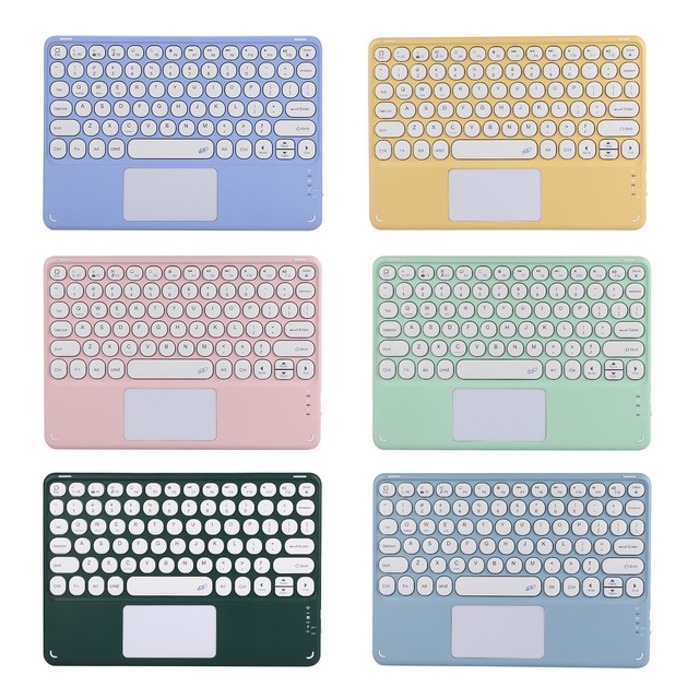 9.7-11inch Silent Ultra Slim Round Keys Mini Wireless Touchpad Keyboard for Apple Ipad Pro Samsung Xiaomi Tablets and Phone