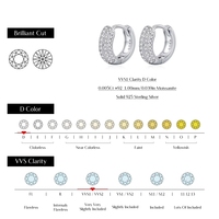 Boucles d'oreilles créoles de luxe en argent sterling 925 avec moissanite étincelante 0,46 carat de clarté VVS1 pour femme, bijoux raffinés
