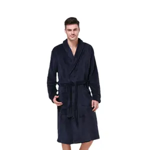 OEM Flannel Pajamas Spa robe Night Wear Sleepwear Hotel Bathrobe 100% Polyester Flannel Fabric