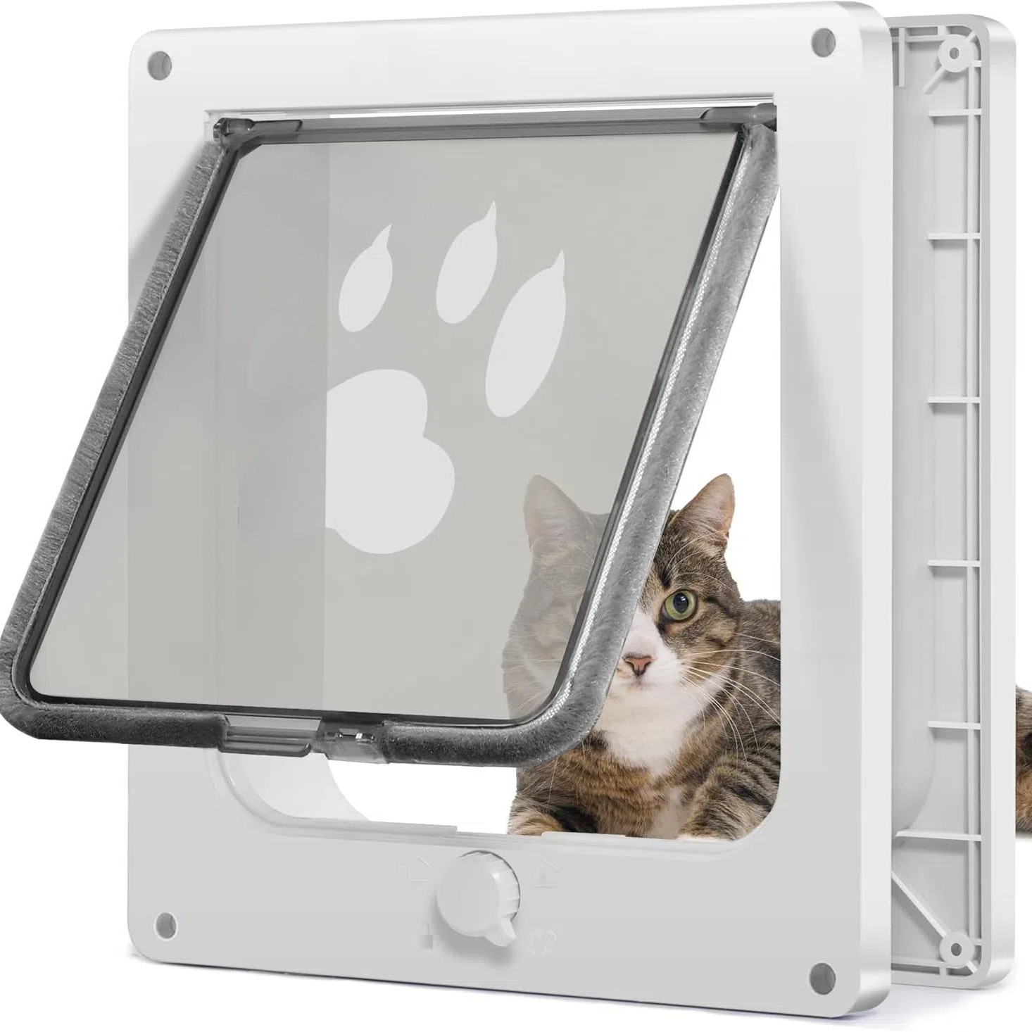 New ABS Rotary Switch Hole Control Cat Dog Door Frame Pet Free Access Hole Cat Dog Door Product