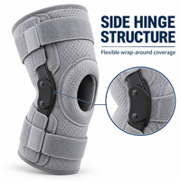 Exosquelette de marche, Genouillère articulée réglable à rotule ouverte, Support de genou enveloppant perforé gris