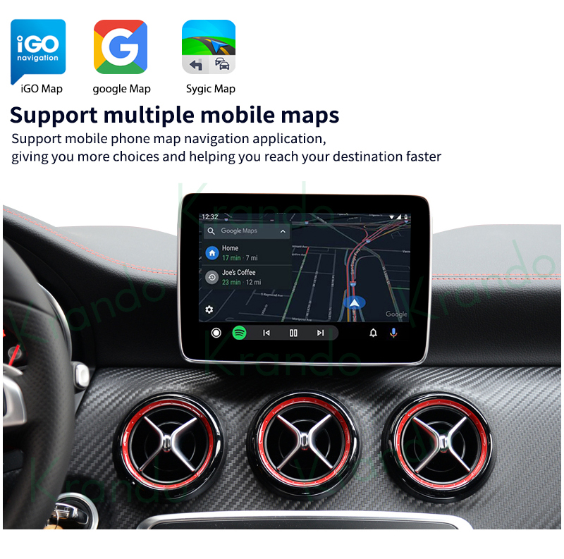 Krando Wireless Carplay Interface Box per Mercedes Benz A W176 GLA W156 NTG 4.0 4.5 5.0 Siri Control Android aggiornamento automatico AI