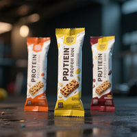Sachet d'emballage personnalisé à impression numérique avec fermeture arrière pour bonbons, biscuits, barres protéinées, énergétiques, aux champignons, au chocolat, type oreiller