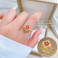 Nouvelle bague tendance pour femme 2026, en laiton plaqué or 18 carats, sertie à griffes, motif trèfle à quatre feuilles, ajustable, ouverte, cadeau de mariage