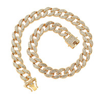 Hip Hop glacé pavé strass 15MM plein Miami gourmette chaîne cubaine CZ Bling rappeur colliers pour hommes bijou pour hommes bijoux