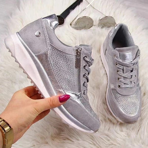 Baskets pour femmes, chaussures de sport à talon plat, style sportif basique, décontractées, pour le quotidien et l'extérieur, en PU respirant, toutes couleurs unies : bleu, vert, beige - Product Image 5