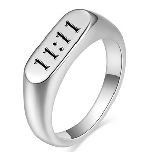 Minimalist 11:11 Oval Stainless Steel <b>Ring</b> 18K Gold Plated Unisex Fashion Jewelry Gift for Men Women - Product Image 5