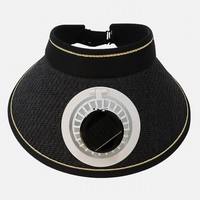 Visera de Sol para Mujer con Ventilador de Energía Solar Recargable, Sombrero de Paja con Visera Abierta para Verano y Actividades al Aire Libre
