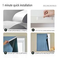 Cortinas Opacas Portátiles Anti-UV Langsir, Sin Necesidad de Perforación, para Oscurecer Habitaciones, Cortinas Térmicas Opacas para Dormitorios