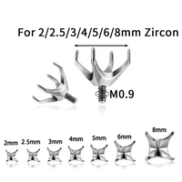 Piercing de nombril en titane ASTM F136 G23, 6 mm, courbé, avec sertissage à 4 griffes pour gemme, filetage externe M0.9, bijou corporel