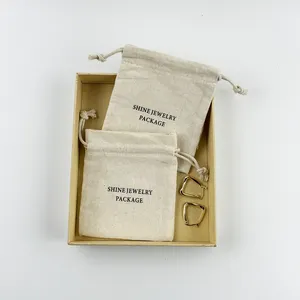 Promosyon küçük düğün keten pamuk hediye takı çantası özel Logo baskılı pamuk tuval büzgülü torba toz torbası