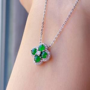 Collar de Plata de Ley S925 para Mujer con Colgante de Calcedonia de Jade Espuma de Agua Natural, Cuentas Verdes en Forma de Calabaza, Estilo Chino Nuevo - Product Image 4