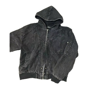 Veste en toile à fermeture éclair pour homme, style tendance de rue, longue et ample, automne - Product Image 1