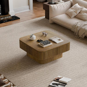 Modern Square Coffee <b>Table</b> with Storage Wood Material for Living Room and Hotel Use - Product Image 2
