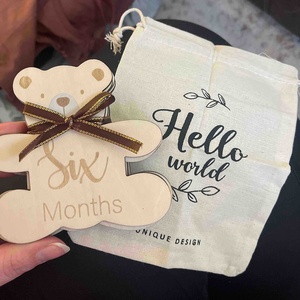 PAFU Annonce de <span class=keywords><strong>Naissance</strong></span> Hello World Gravé au Laser Cadeau Bébé Ours Milestone Discs Set - Product Image 6