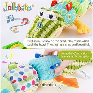 Jollybaby Juguete de Peluche de Cocodrilo Medidor de Altura, Regla de Medición, Juguete Musical Multitexturado para Tiempo Boca Abajo con Sonajeros - Product Image 3