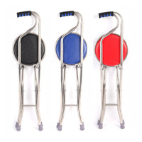 Canne de marche pliante avec siège en alliage béquille chaise antidérapante canne pliable légère avec chaise vente en gros