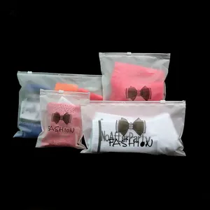 Custom Printing T Shirt Swimwear Frosted Zipper Plastic Packaging Bags For Clothes