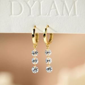 Dylam Dainty Exclusive Fine Jewelry 925 <b>Silver</b> Dangle 5A Cubic Zirconia Tassel <b>Clip</b>-on Hoop Earrings for Women Daily Wear - Product Image 5