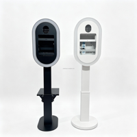 Machine de photomaton ovale noire avec anneau lumineux RGB, support tablette/appareil photo, construction métallique, capacité 15 personnes pour fêtes