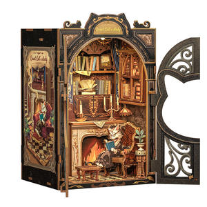 Porte-livres en bois 3D - Forme de chat cool, kit d'assemblage DIY, décoration d'intérieur, organisateur de livres, idée cadeau créative - Product Image 3