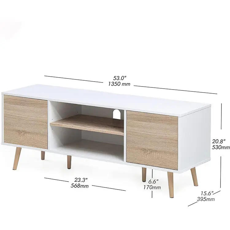 TV-Konsole Medien schrank mit Stauraum, Mid Century Modern TV Stand Holz,