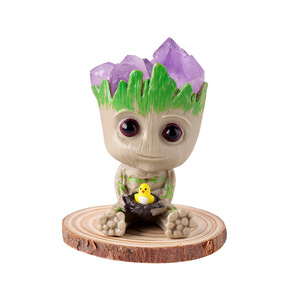 SCJ Ingrosso Pietre Curative Intagliate, Ornamento Intagliato a Forma di <span class=keywords><strong>Groot</strong></span> in Ametista e Quarzo Cristallino - Product Image 6