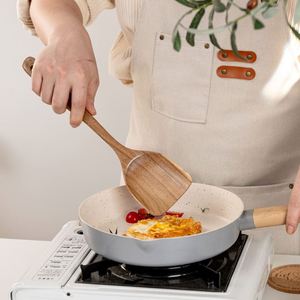 Juego de utensilios de cocina de madera de acacia con espátula, cuchara ranurada para pasta, apto para lavavajillas y seguro para alimentos - Product Image 4