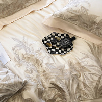 Ensemble de couette haut de gamme de luxe 500TC couvre-lit floral brodé personnalisé et housse de couette motif imprimé au lavage en Machine