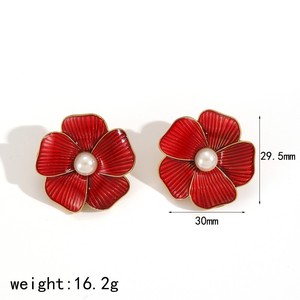 Retro Phong Cách Thép Không Gỉ Bông Tai Cho Phụ Nữ Đầy Màu Sắc Hoa Mô Hình Thời Trang Dầu Drop Stud Thiết Kế Cho Quà Tặng Đám Cưới - Product Image 4