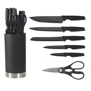 Ensemble de couteaux en acier inoxydable, ensemble de couteaux de cuisine, ciseaux de cuisine multifonctions, ensemble de couteaux de chef avec support en plastique - Product Image 6