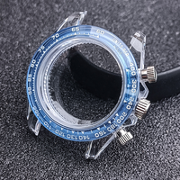 Accessoires de montre, boîtier de montre en plastique transparent de 39 mm de diamètre avec cristal acrylique, compatible avec le mouvement à quartz VK63