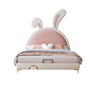 Giường da trẻ em phong cách đơn giản với thiết kế tai thỏ: hoàn hảo cho trang trí phòng ngủ trẻ em hay thay đổi - Product Image 3