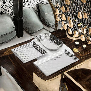 Assiette rectangulaire en acier inoxydable 304 - Assiette en métal écologique pour les fêtes, style américain, technique pigmentée - Product Image 3