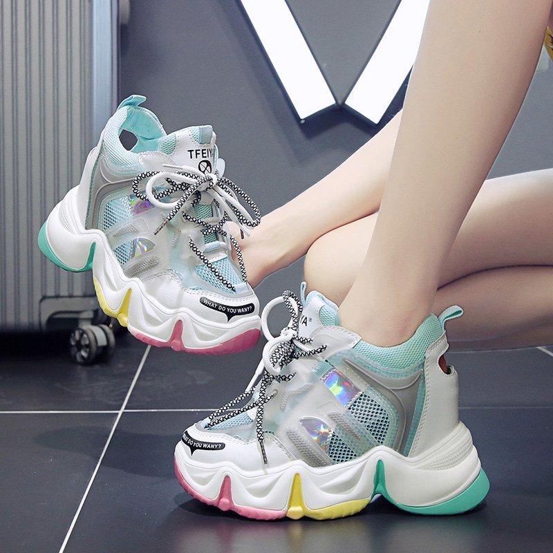 Женские высокие кроссовки на платформе Basket Femme Chaussures Femmes, обувь для увеличения роста 7,5 см, 2019