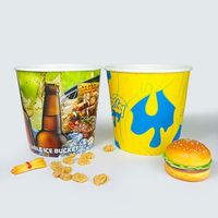 Seau à poulet biodégradable personnalisé, gobelets et bols en papier jetables, conteneur pour popcorn, chips et poulet frit
