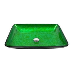 <span class=keywords><strong>Lavabo</strong></span> de Baño Rectangular de Vidrio Templado con un Solo Orificio, Estilo Vintage, Color <span class=keywords><strong>Verde</strong></span>, Marca BOWEIYA - Product Image 5