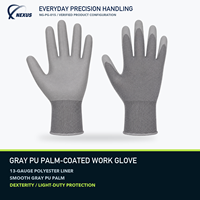 Gant de travail en polyester gris 13 jauges avec paume enduite de PU