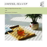 Verre à thé personnalisé en borosilicate soufflé à la main, résistant à la chaleur, transparent, réutilisable, écologique, 170 ml, pour fêtes, avec logo personnalisé