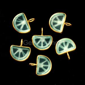 Dijes de Fruta de Naranja Tallados en Cuarzo Cristal, Joyería de Cristal Curativa, Colgante de Piedra Preciosa de Cuarzo Vermeil Dorado de un Mayorista Indio - Product Image 4