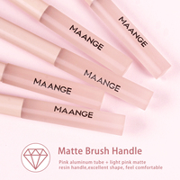 MAANGE grosir kuas Makeup merah muda, sikat Label pribadi serat sintetis 10 buah