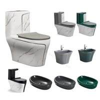 ColorToilet Imanufacturer Inodoros Toilette verte à poser au sol avec lavabo et robinet, WC monobloc