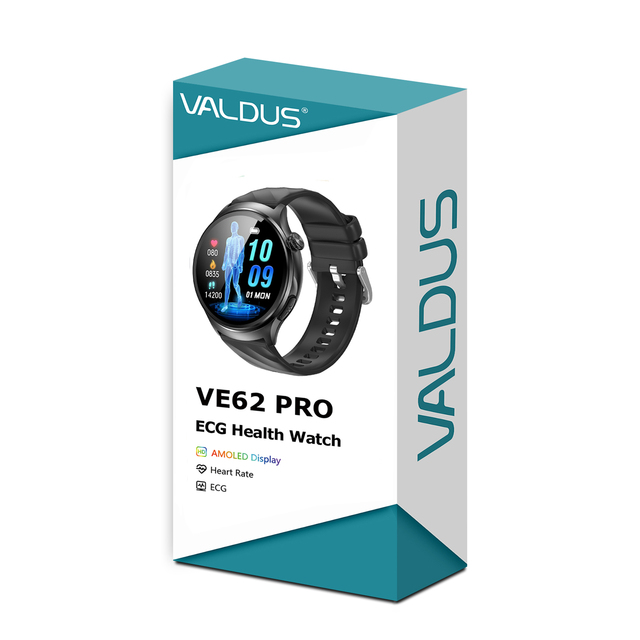 VALDUS ECG Health Smart Watch 2025 New 1.56 Inch AMOLED Screen Dual Mode Bluetooth Call NFC Sleep Monitoring VE62 PRO Smartwatch