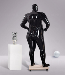 Maniquí Masculino de Cuerpo Completo con Ruedas, de Talla Grande, en Color Negro y Blanco, de Polipropileno, para Boutique de Moda, al por Mayor - Product Image 3