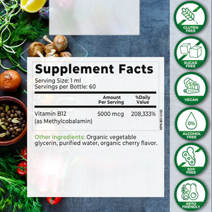 Produsen Organik kekuatan ekstra 5000mcg suplemen <span class=keywords><strong>Vitamin</strong></span> <span class=keywords><strong>B12</strong></span> tetesan cairan untuk mendukung fokus - Product Image 2